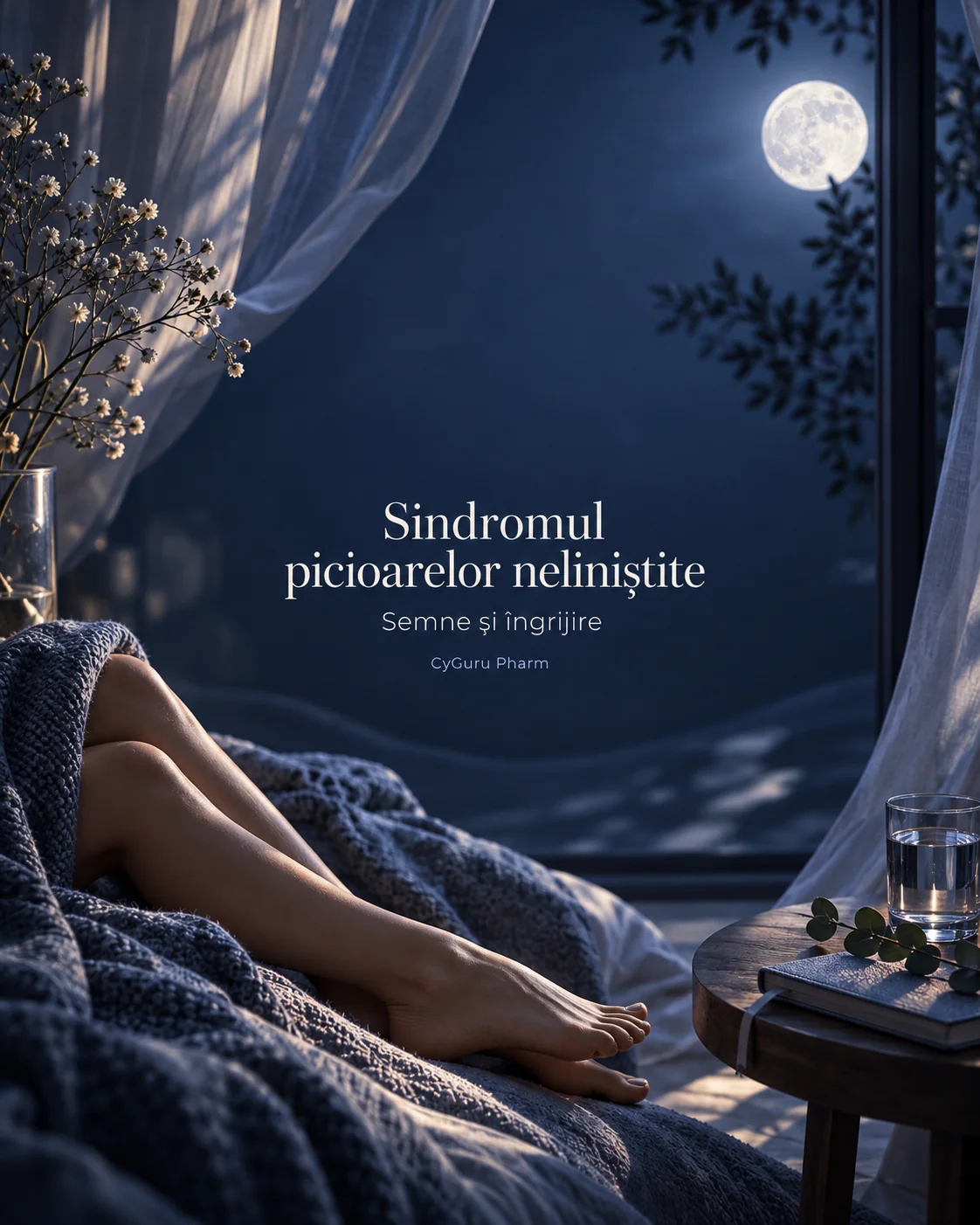 Sindromul picioarelor neliniștite — ilustrație editorială CyGuru Pharm